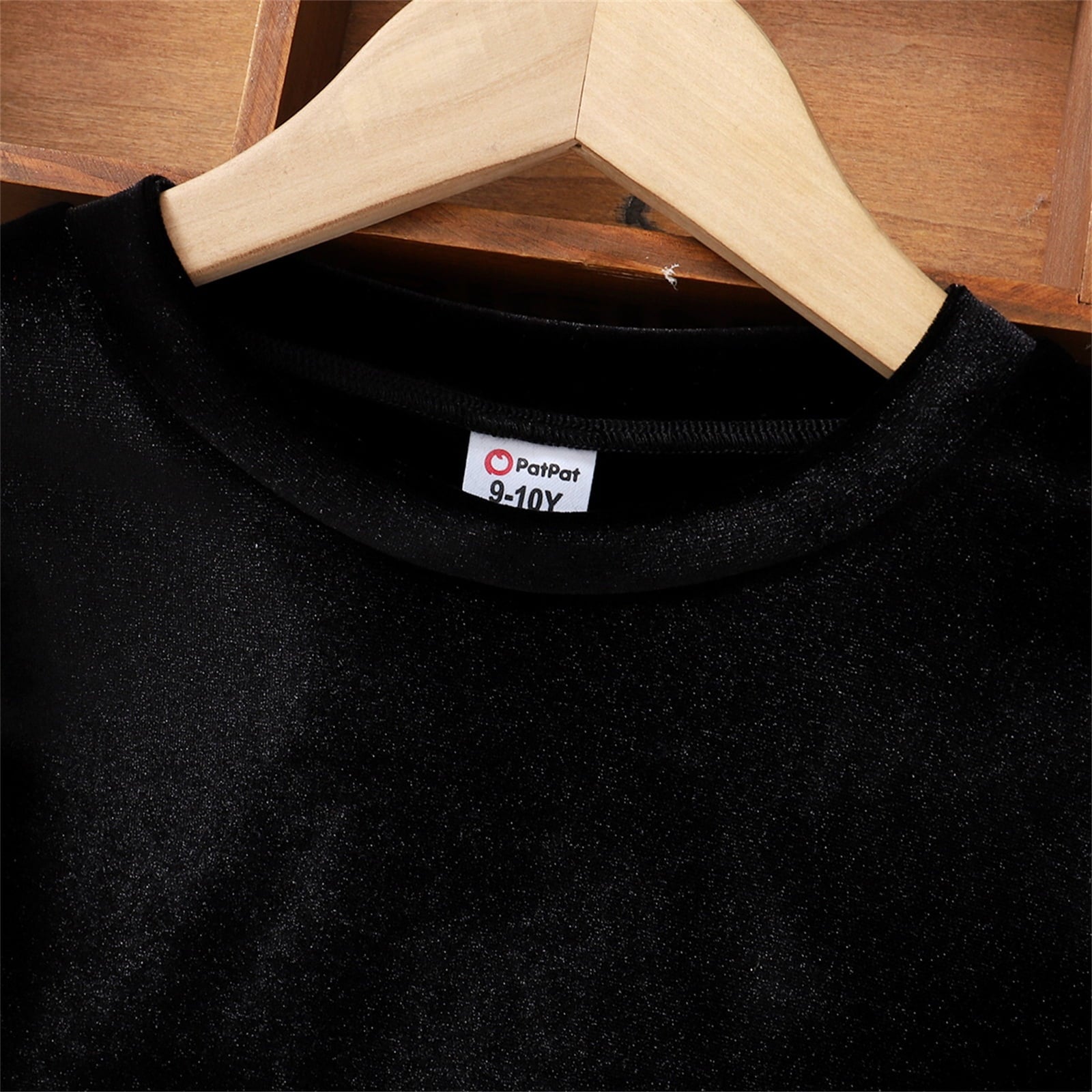 PatPat Kid Girls Black Skirt Set Velvet Crop Top and Houndstooth Pleated Skirt 2 Pieces Outfit Set Size 5-12