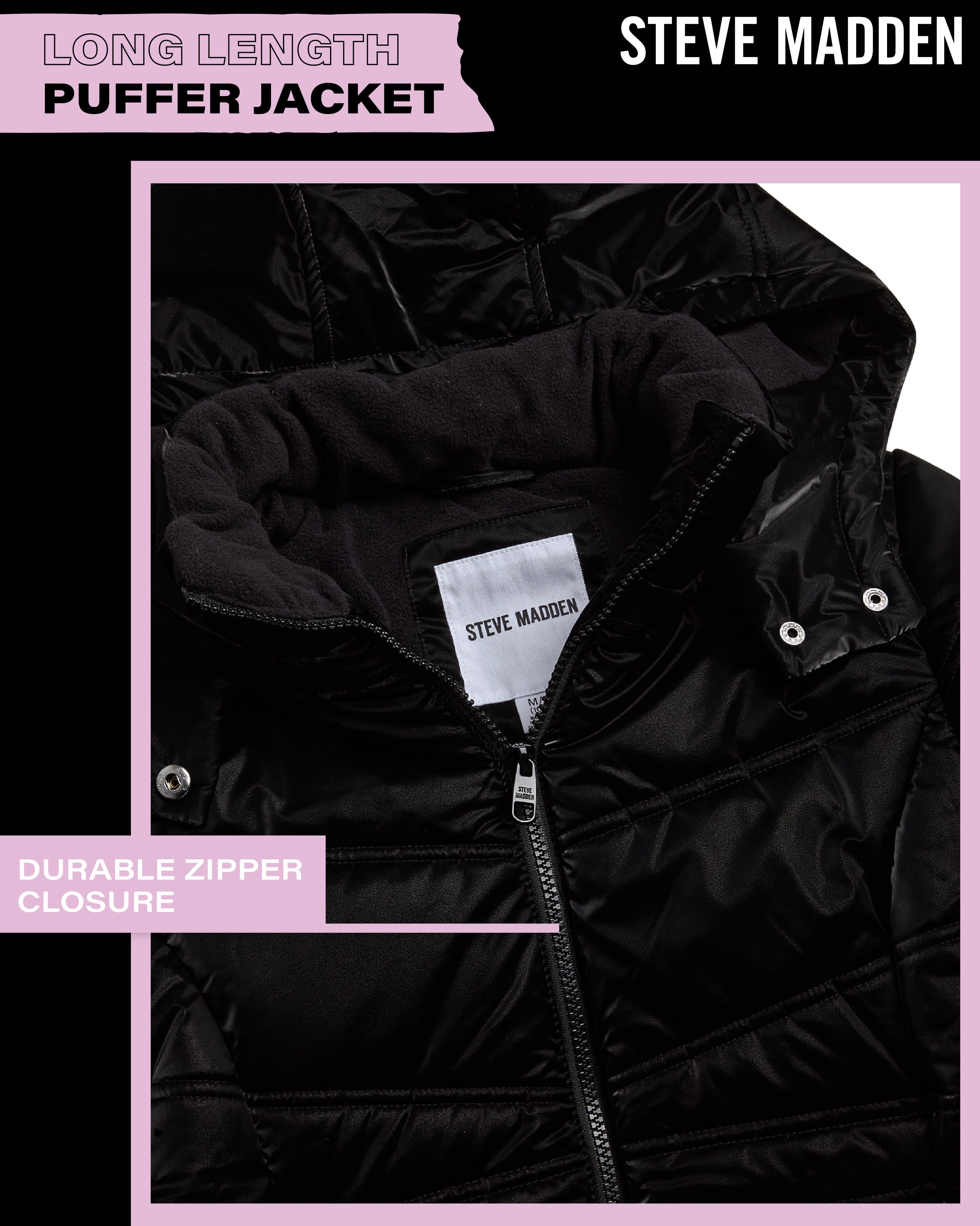 Steve Madden Girls Puffer Jacket - Insulated Long Length Parka Quilted Winter Jacket for Girls (Size: 4-16)