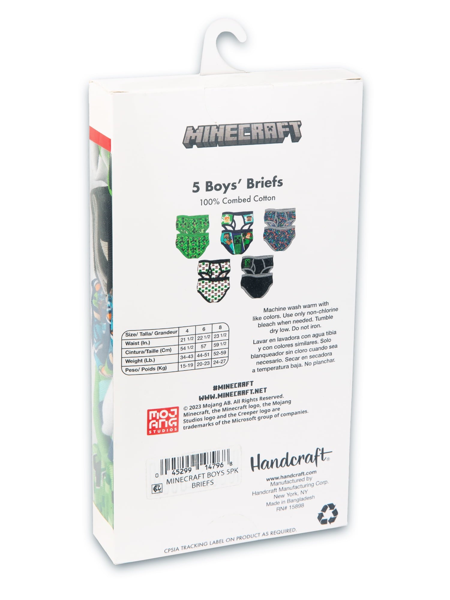 Minecraft Boys Cotton Brief Character Underwear, 5-pack, Size 4-8 Underpants