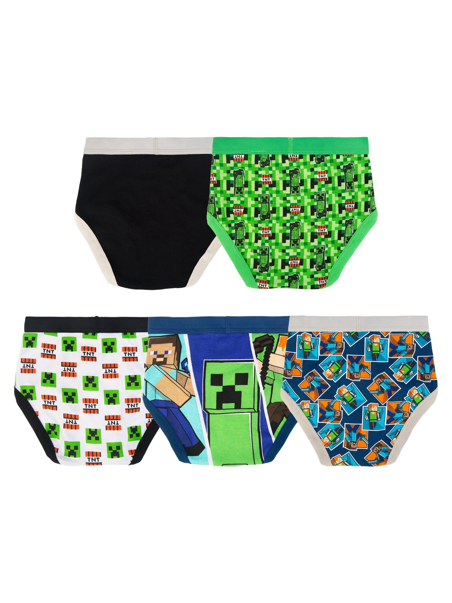 Minecraft Boys Cotton Brief Character Underwear, 5-pack, Size 4-8 Underpants