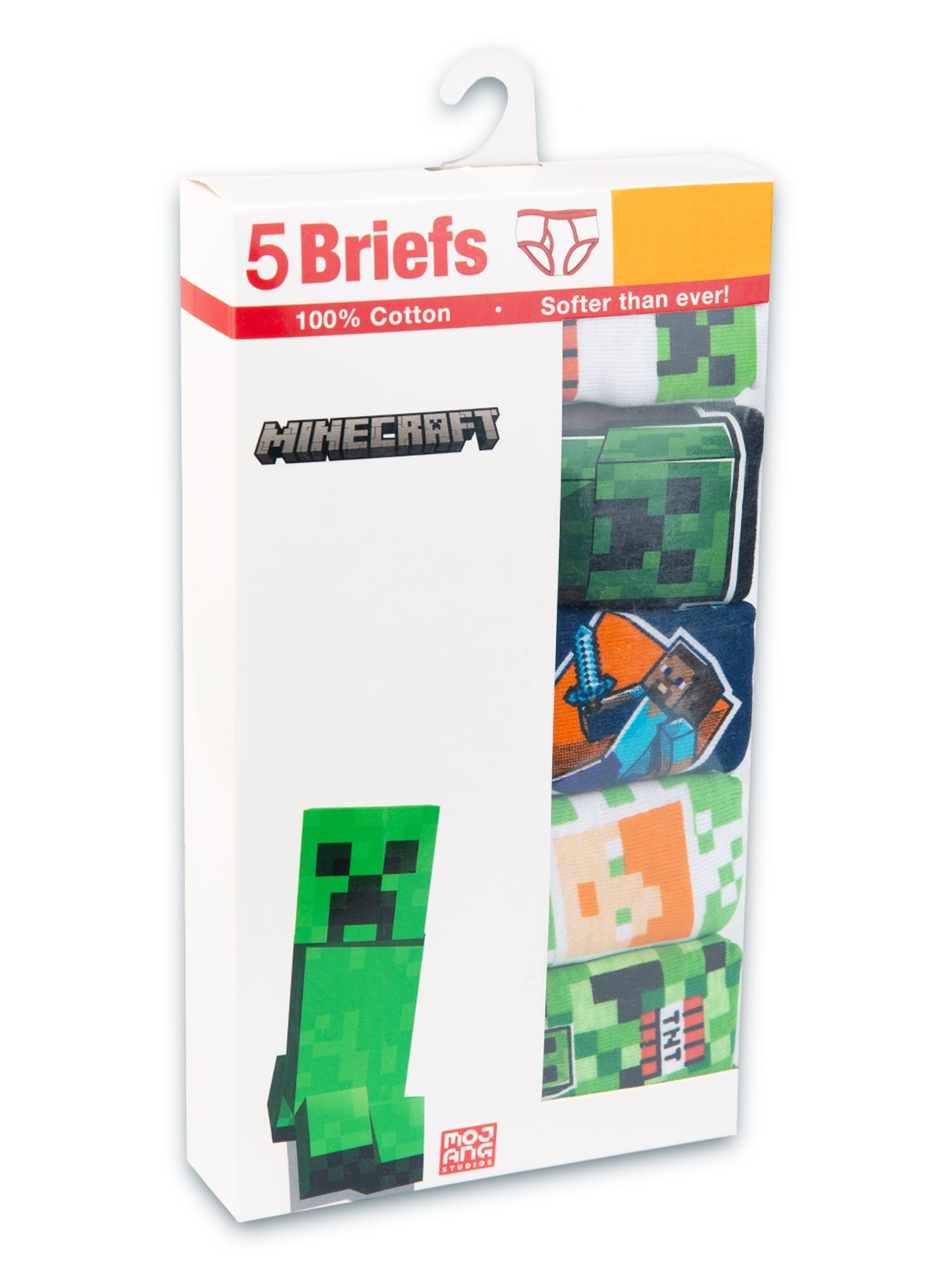 Minecraft Boys Cotton Brief Character Underwear, 5-pack, Size 4-8 Underpants