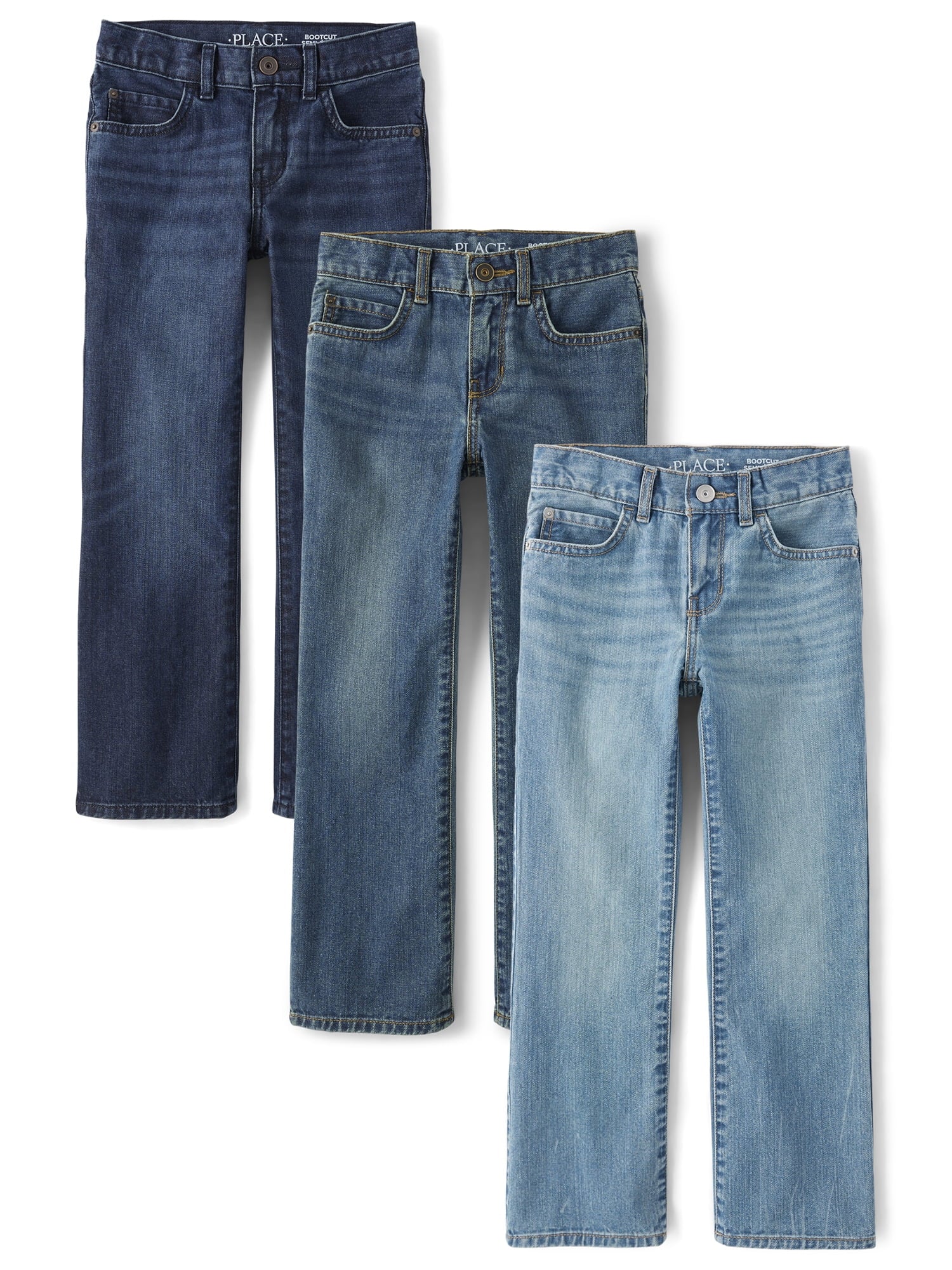 The Children's Place Boys Bootcut Jeans, 3-Pack, Sizes 4-16