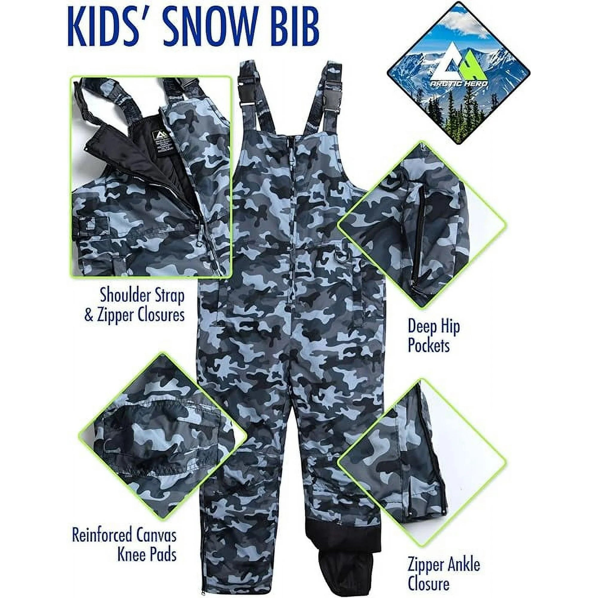 Arctic Hero Kids' Snow Bib - Boys' and Girls' Insulated Waterproof Ski Pants Overalls (2T-18)